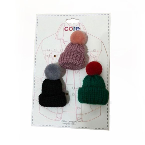 Core Jewelry - Mini knit beanie hat pins brooches